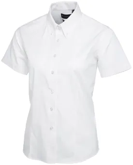 Ladies Pinpoint Oxford Half Sleeve Shirt | White