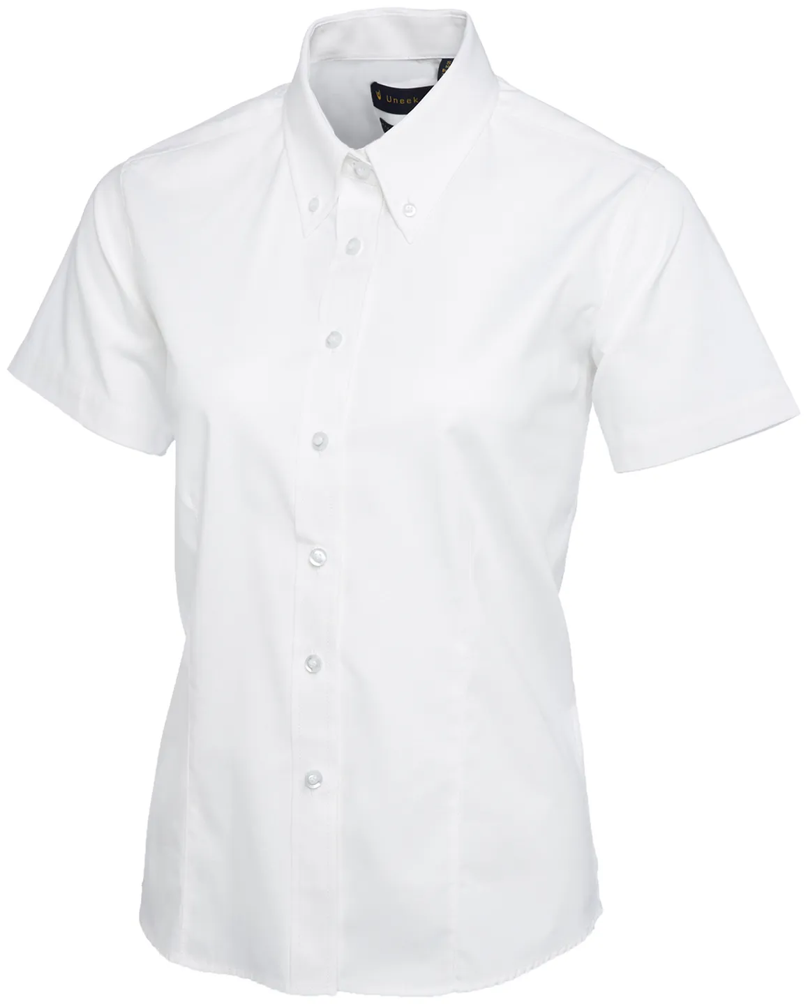 Ladies Pinpoint Oxford Half Sleeve Shirt | White