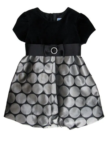 Luli & Me Black Velvet & Silver Occasion Dress Sizes 3T-6X