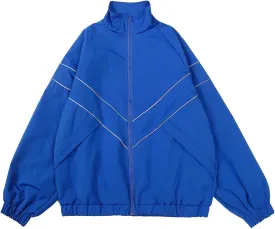 LZLRUN Y2k Vintage Jacket for Men and Women Zip Up Reflective Jacket Y2k Clothing Varsity Jacket Lightweigh Punk Jacket