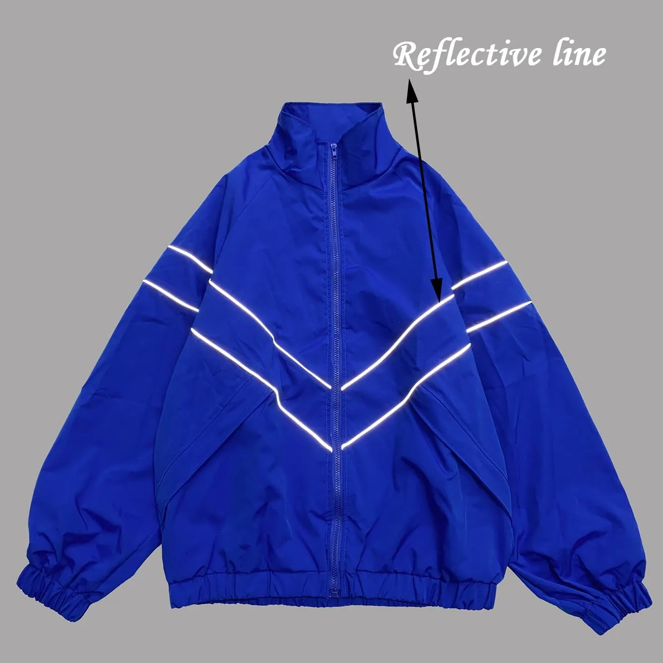 LZLRUN Y2k Vintage Jacket for Men and Women Zip Up Reflective Jacket Y2k Clothing Varsity Jacket Lightweigh Punk Jacket