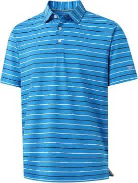 M MAELREG Golf Shirts for Men Short Sleeve Dry Fit Striped Performance Lightweight Moisture Wicking Collared Casual Golf Polo