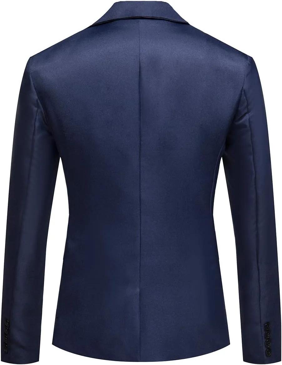 Men's Casual Suit Jacket Slim Fit One Button Notched Lapel Business Daily Lightweight Blazer Jacket