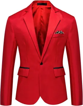 Men's Casual Suit Jacket Slim Fit One Button Notched Lapel Business Daily Lightweight Blazer Jacket