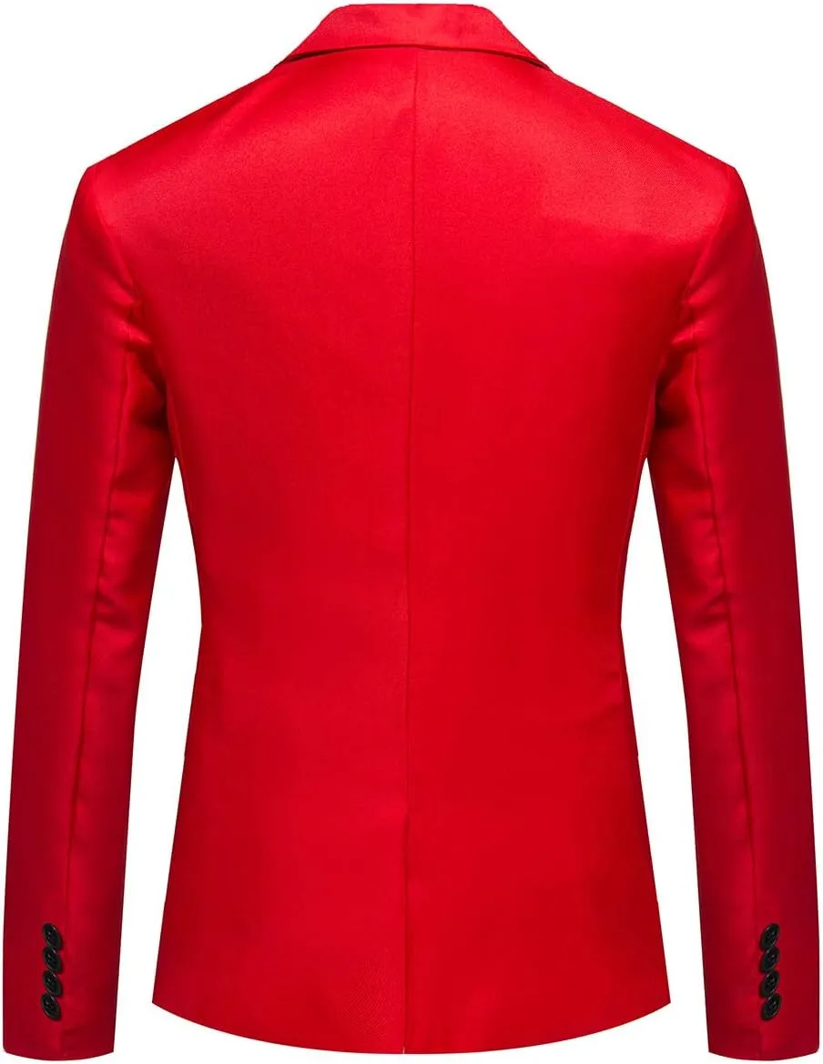Men's Casual Suit Jacket Slim Fit One Button Notched Lapel Business Daily Lightweight Blazer Jacket