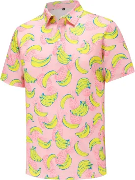 Men's Golf Polo Shirts Funny Golf Shirts for Men Performance Moisture Wicking Quick Dry Athletic Short Sleeve Shirts