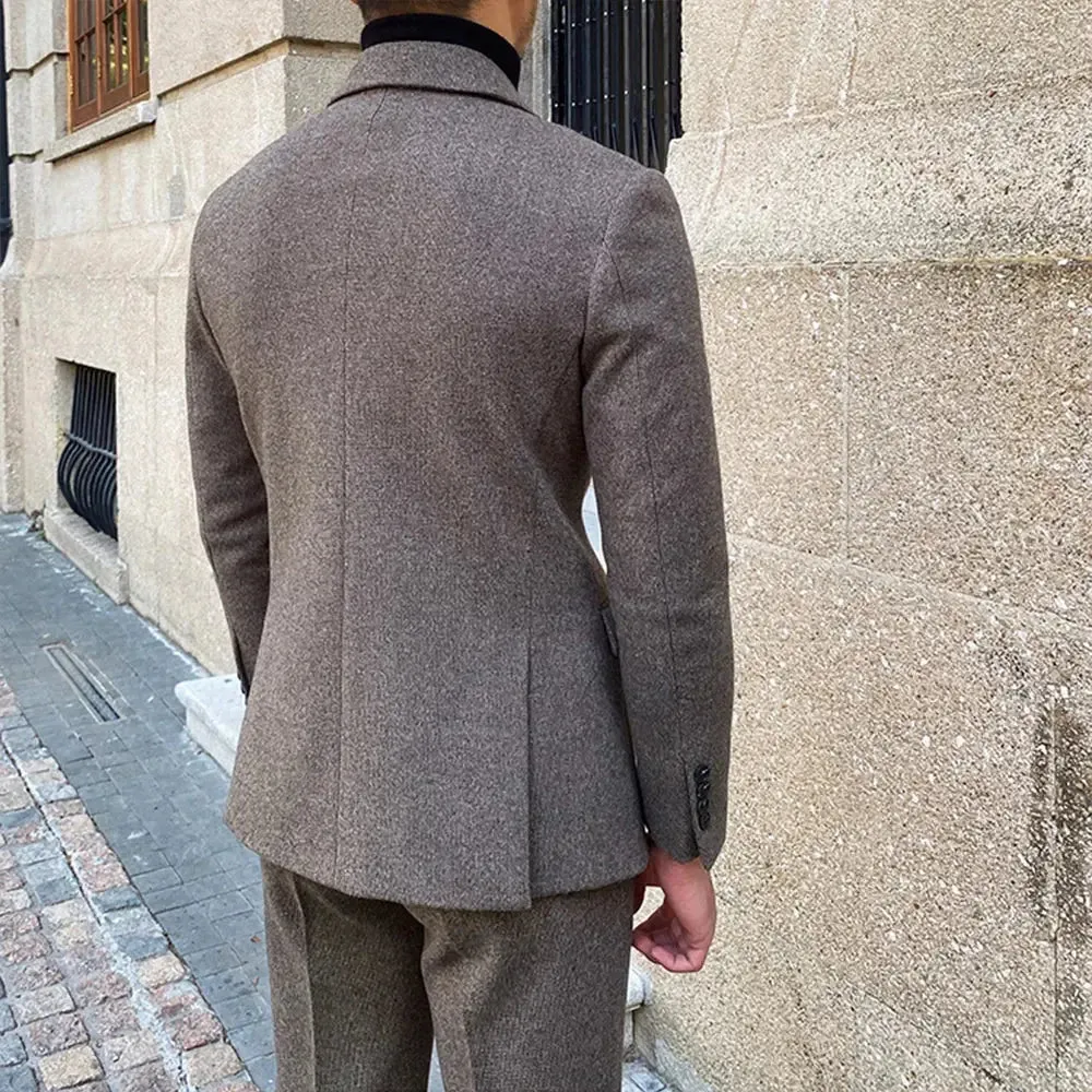Men's Suit 2 Pieces Business Formal Casual Double Breasted Slim Fit Suits Party Wedding Dress Costume Male Suit