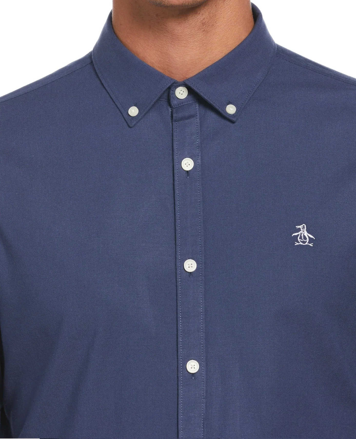 Original Penguin Long Sleeve Oxford Shirt With Stretch - Sargasso Sea