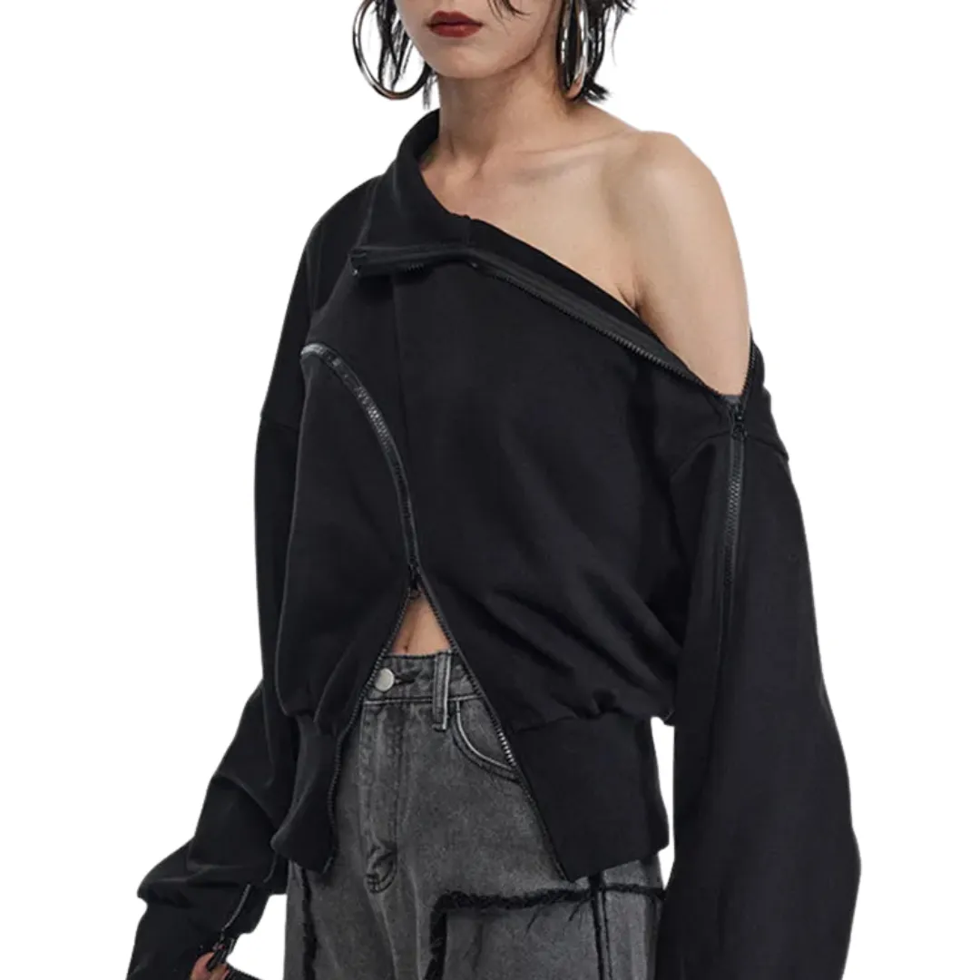 Patch Zipper Sweatshirt