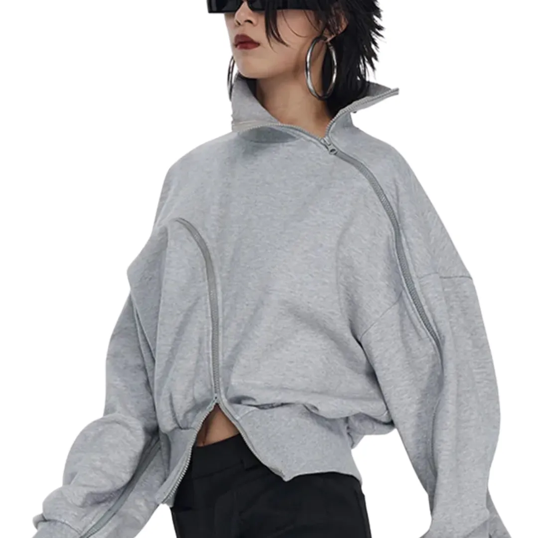 Patch Zipper Sweatshirt