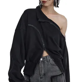 Patch Zipper Sweatshirt