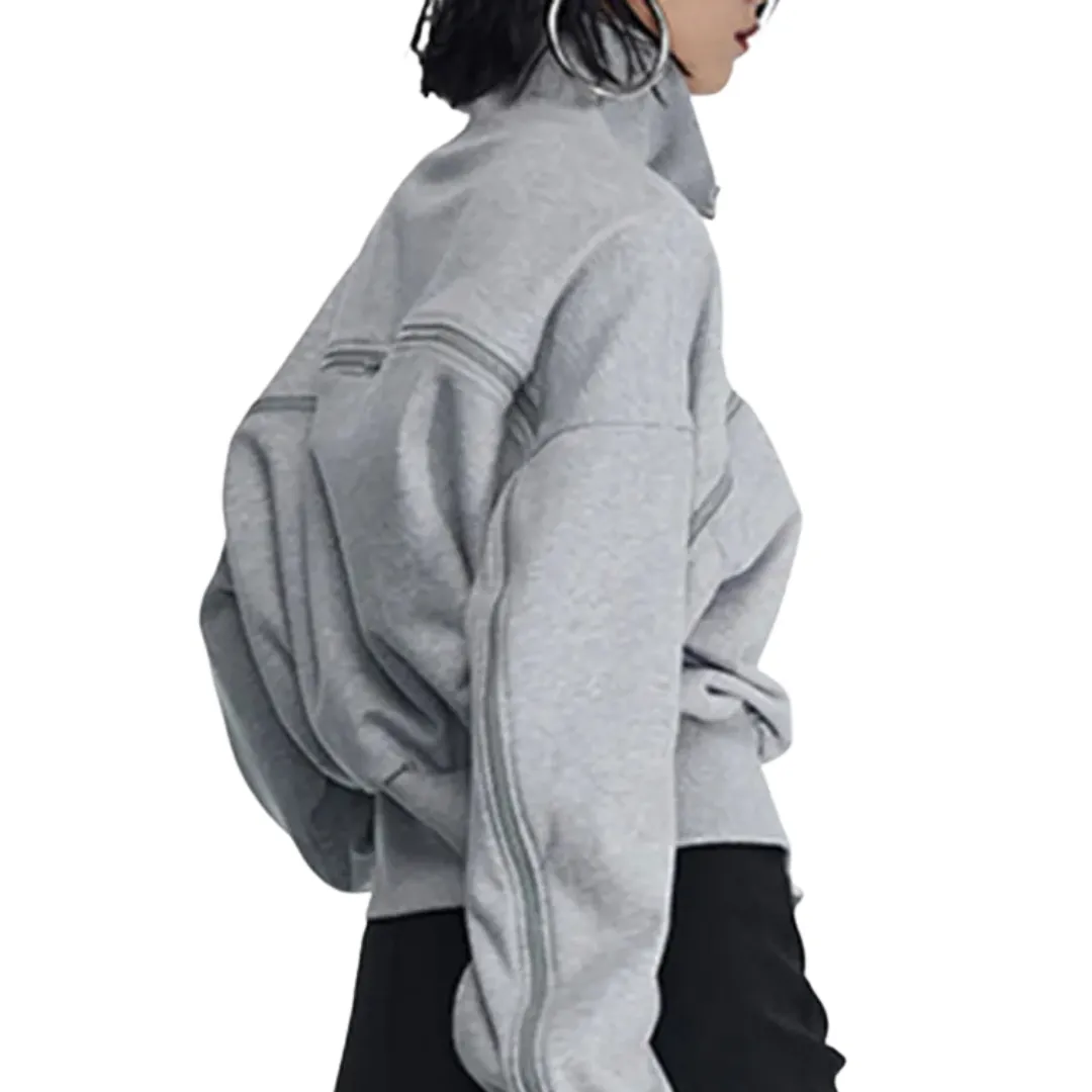 Patch Zipper Sweatshirt