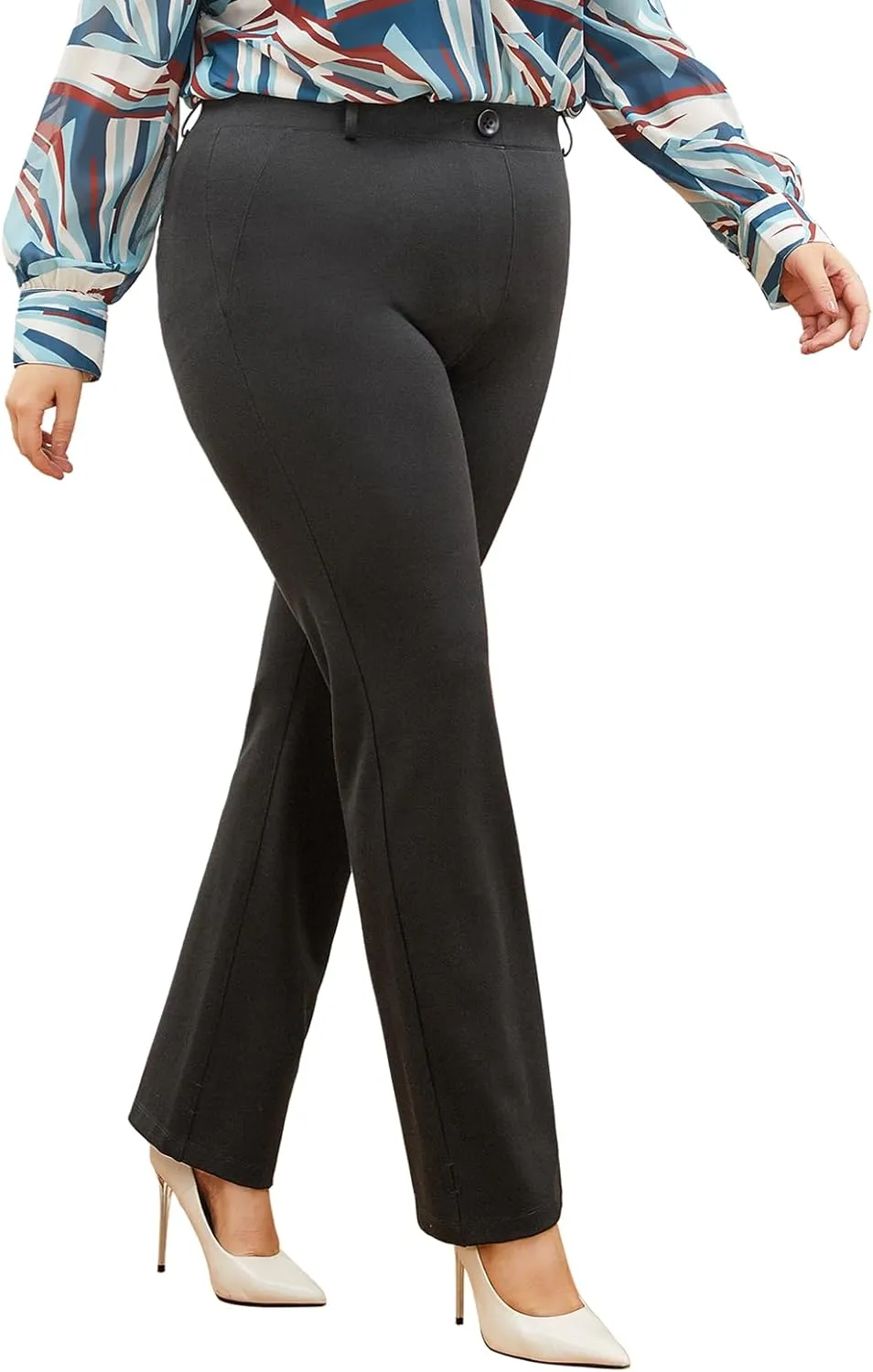 Plus Size Women's Straight-Leg Dress Pants - Slacks for Business Casual,Work Clothes for Office