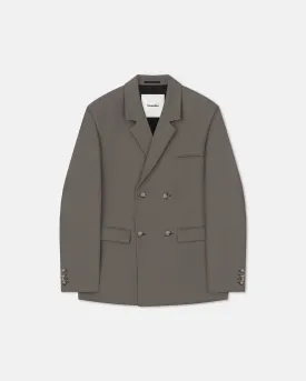 Renan - Double-Breasted Twill Blazer - Gull Grey
