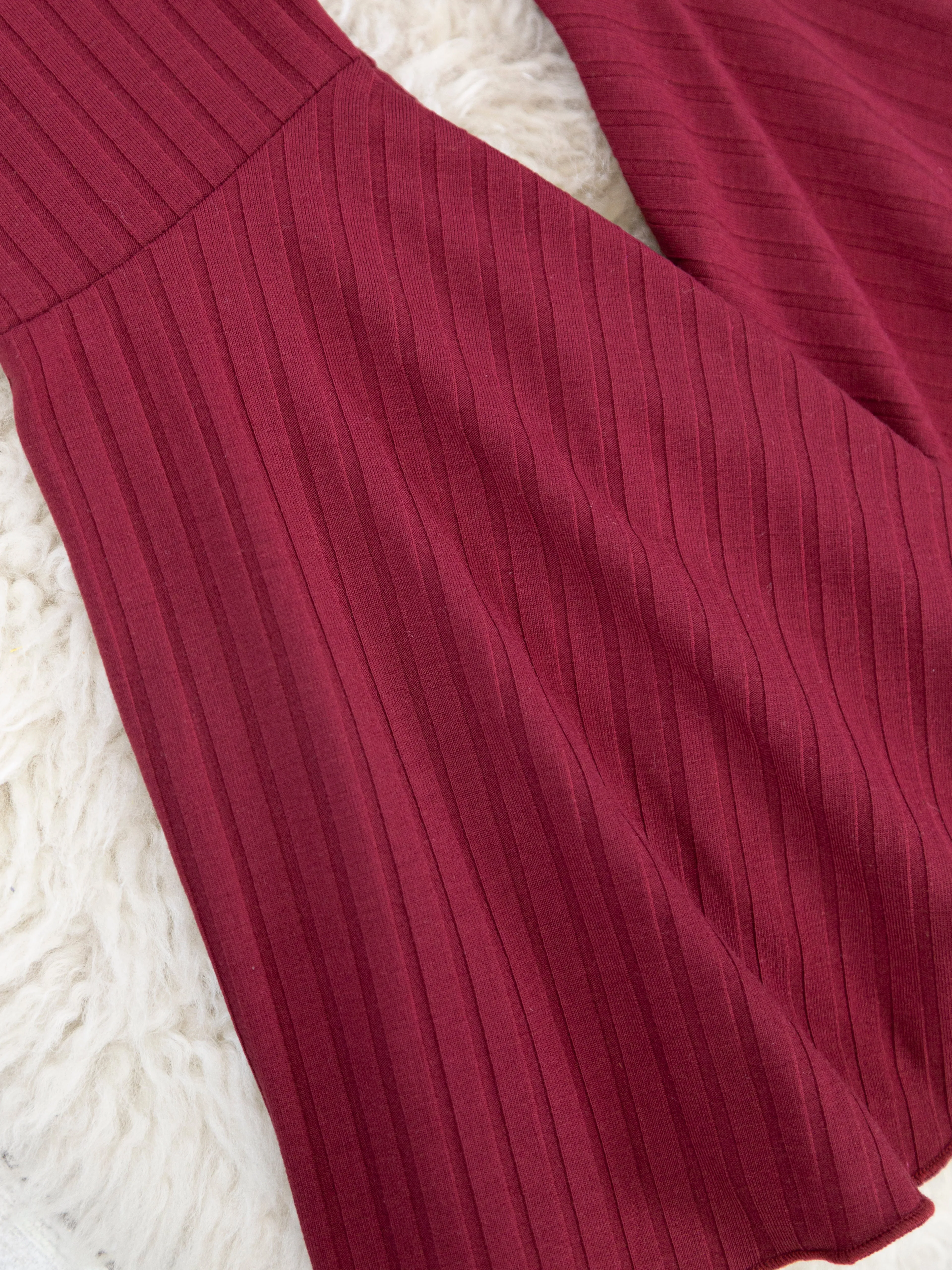 Ribbed Maroon Bell Bottoms