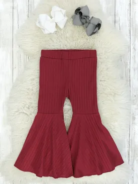 Ribbed Maroon Bell Bottoms