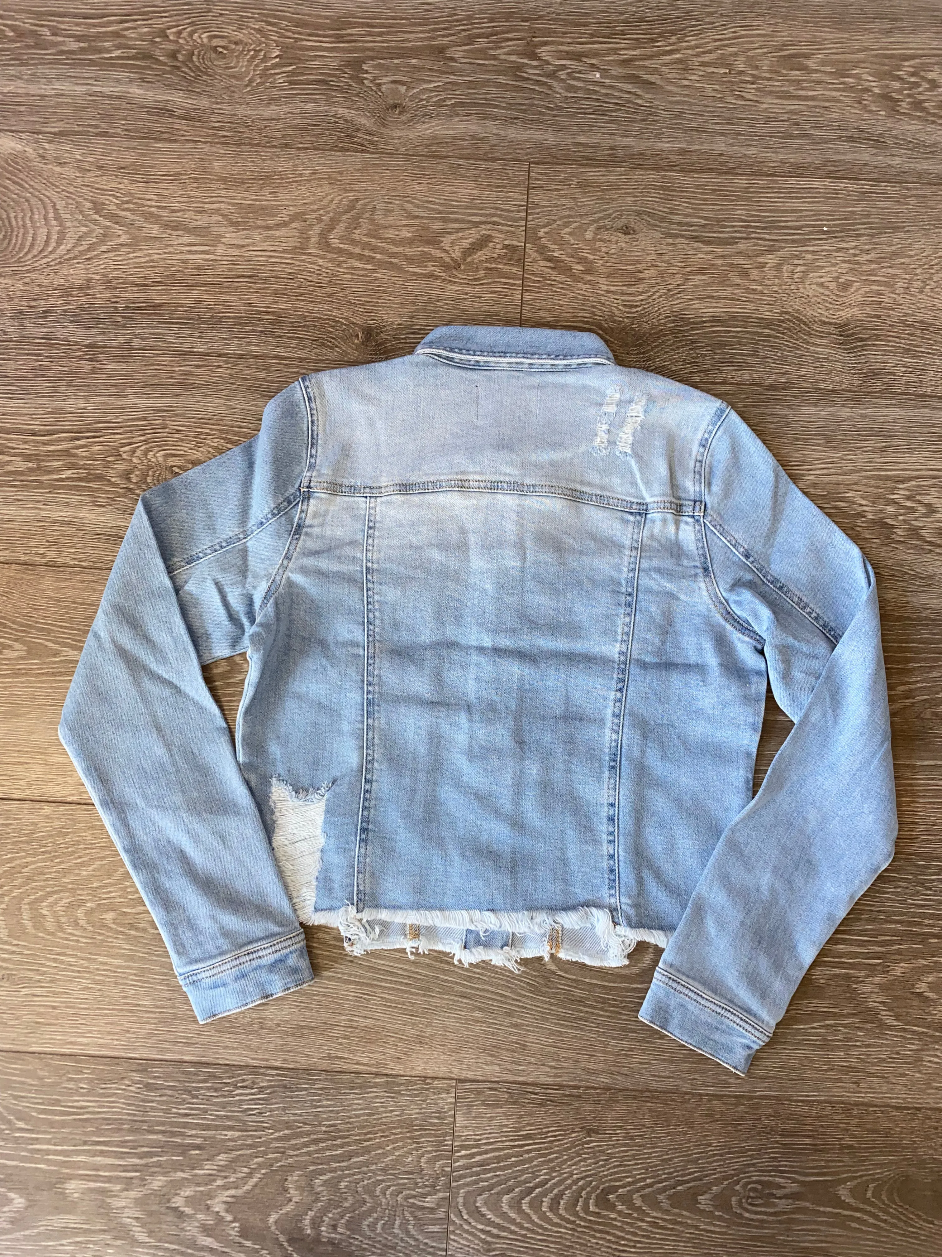 RISEN DISTRESSED VINTAGE FRAYED HEM JACKET