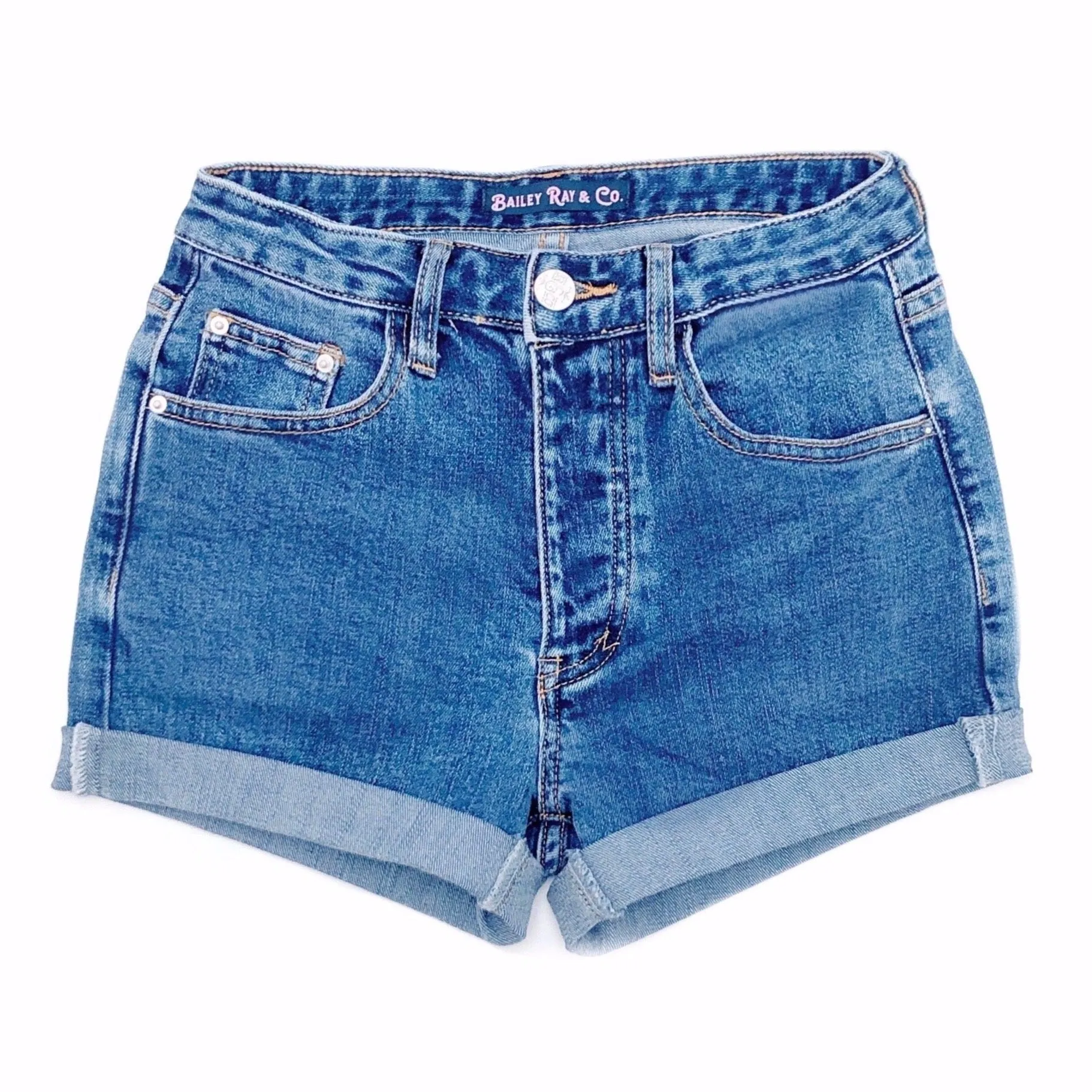 Stretch High Waisted Denim Shorts  - The Sadie