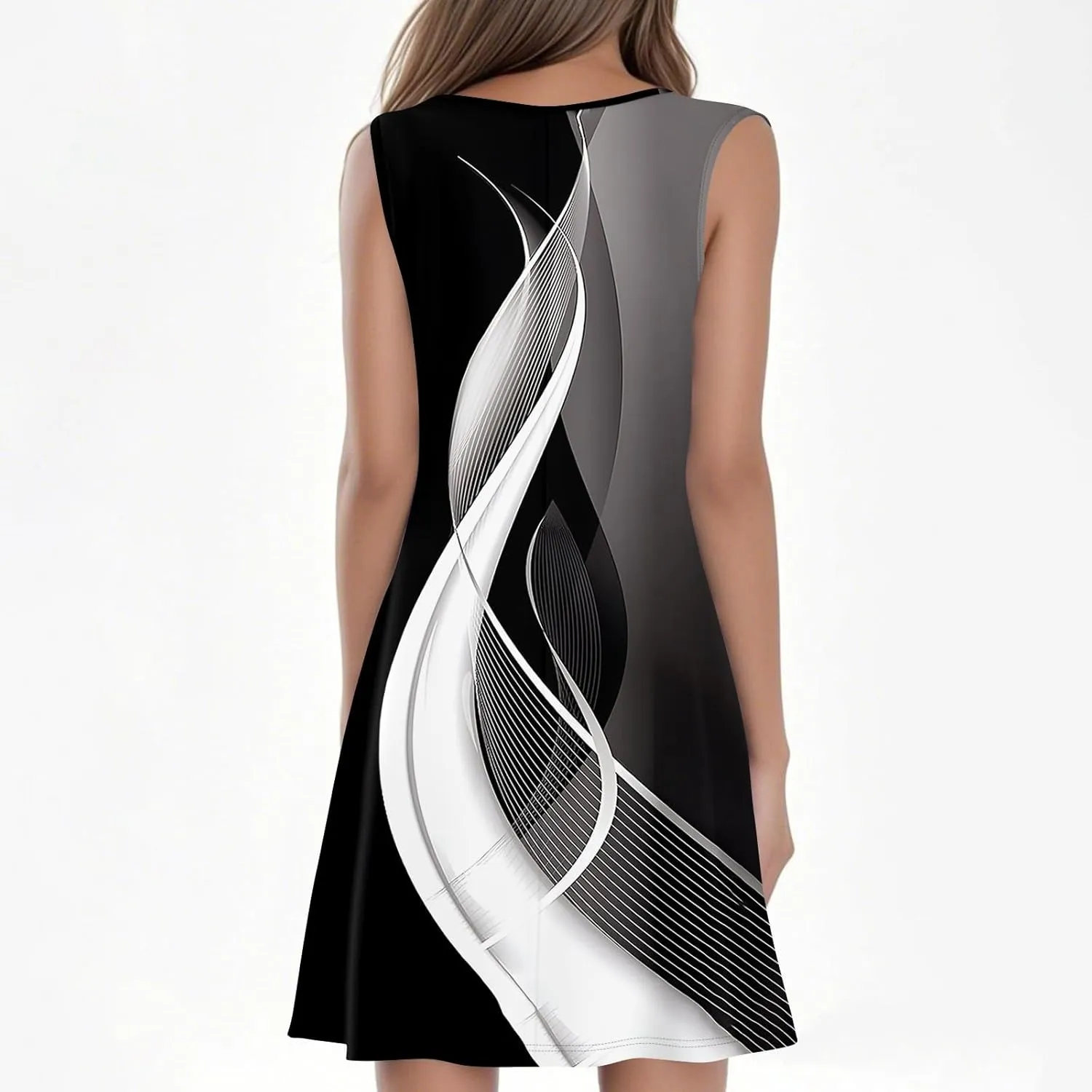 Summer Dresses for Women 2025 Beach Vacation Spring Clothes Sleeveless Crewneck Folds Casual Mini Dress