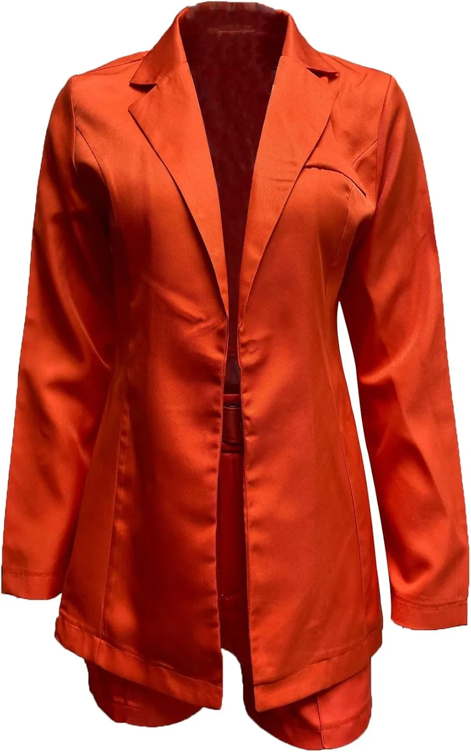 Tcremisa Blazer Shorts Set for Women 2 Piece Long Sleeve Open Front Blazers Short Suits Business Outfits with Belt