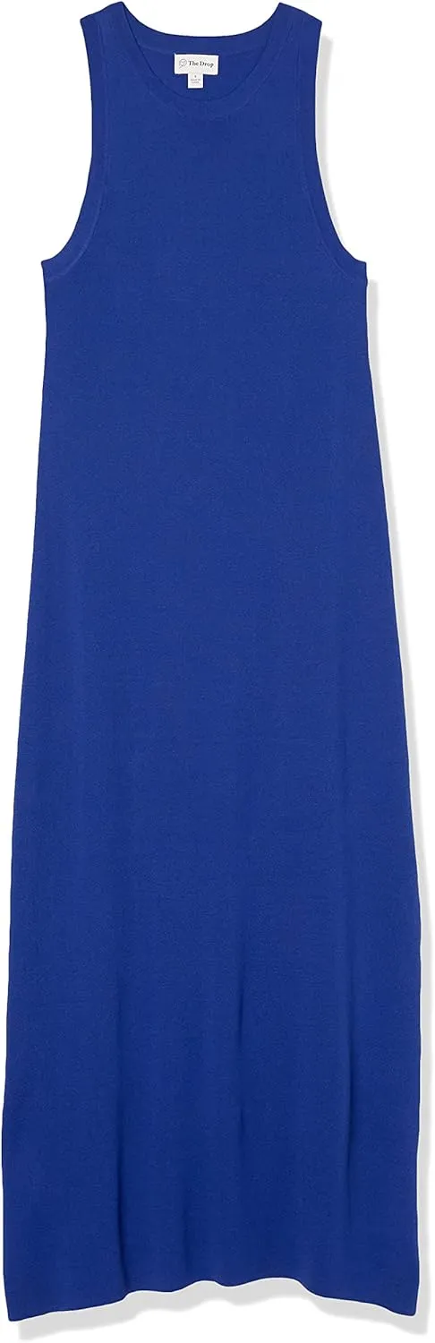 The Drop Women's Gabriela High Neck Cut-in A-line Side-Slit Maxi Sweater Dress