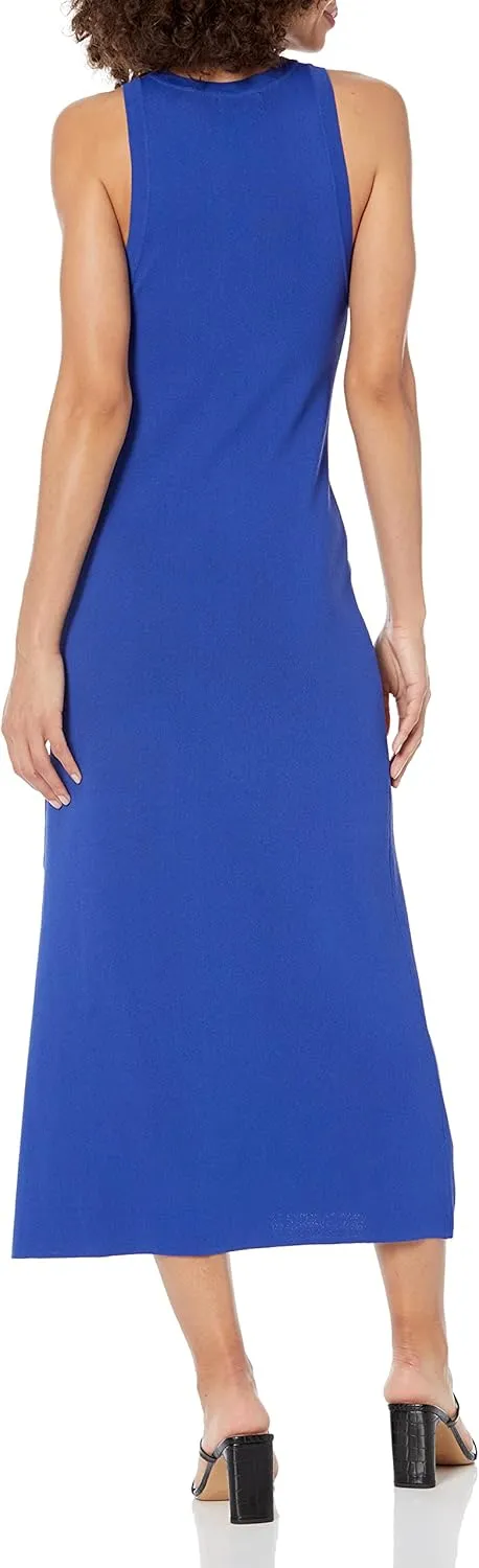 The Drop Women's Gabriela High Neck Cut-in A-line Side-Slit Maxi Sweater Dress