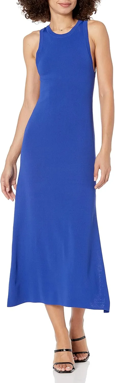 The Drop Women's Gabriela High Neck Cut-in A-line Side-Slit Maxi Sweater Dress