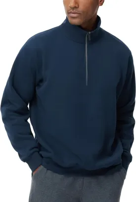 THE GYM PEOPLE Men's Half Zip Fleece Pullover Sweatshirts Midweight Mock Neck Workout Sweat Tops