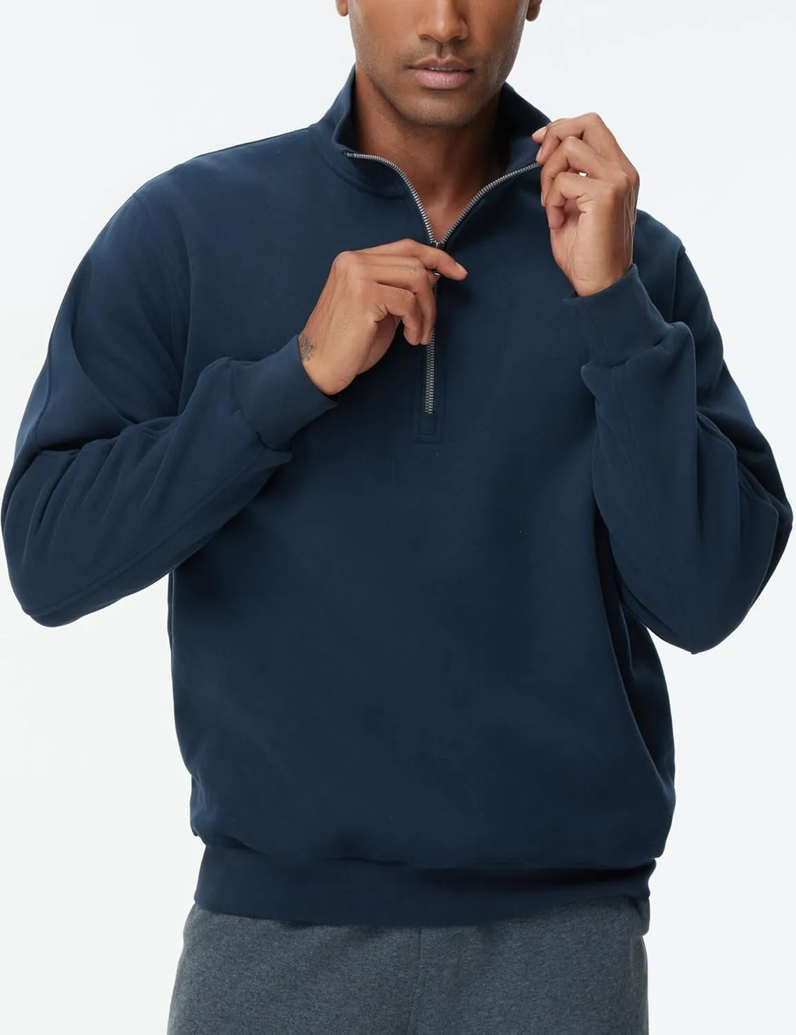 THE GYM PEOPLE Men's Half Zip Fleece Pullover Sweatshirts Midweight Mock Neck Workout Sweat Tops