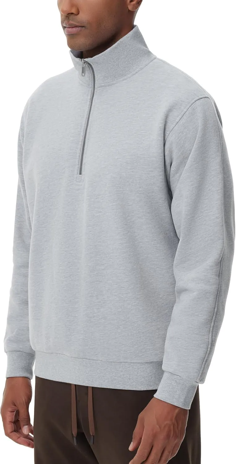 THE GYM PEOPLE Men's Half Zip Fleece Pullover Sweatshirts Midweight Mock Neck Workout Sweat Tops