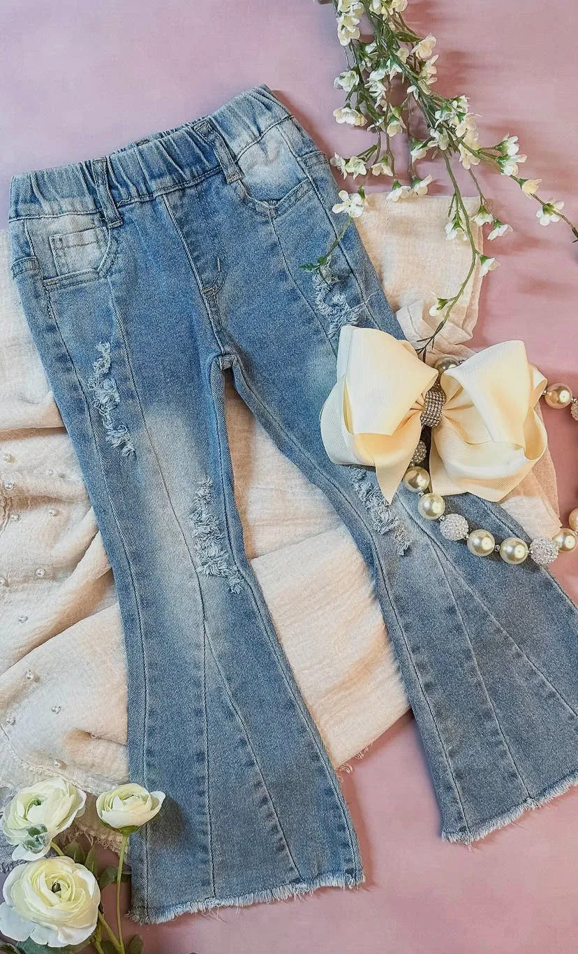 The Hair Bow Company Faded Denim Bell Bottoms