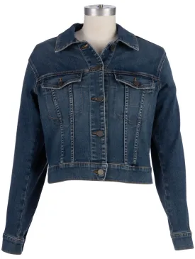 The Julia Drop Shoulder Cropped Denim Jacket - Main Wash