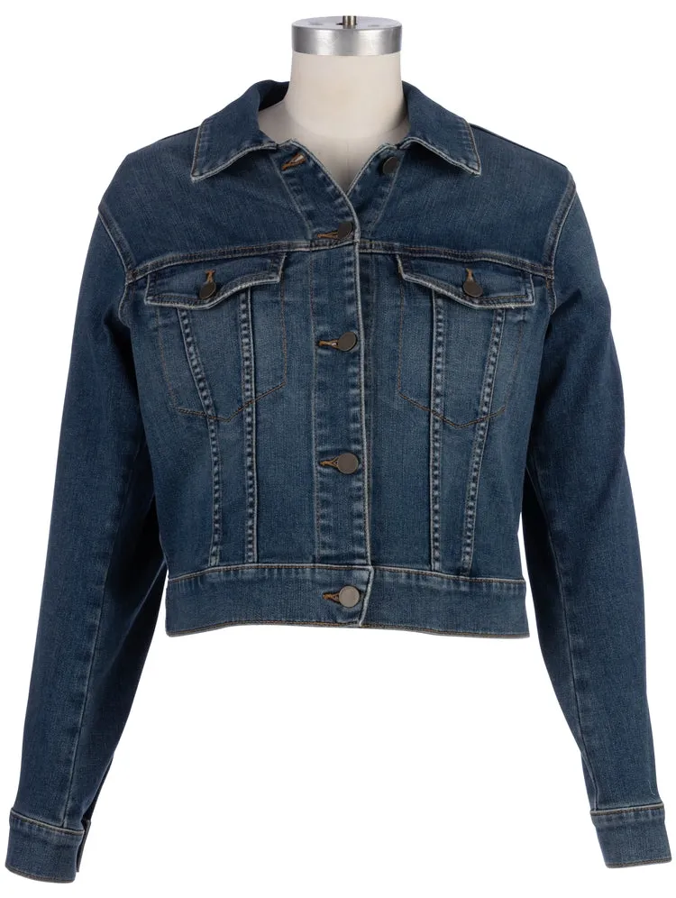 The Julia Drop Shoulder Cropped Denim Jacket - Main Wash
