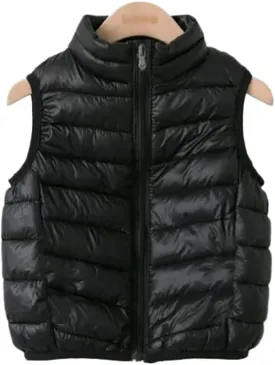Vest Lightweight Boys Girls Down Vest Puffer Vest High Neck Quilted Outwear Sleeveless Zipper Up Puffer Vest Outdoor(Black,Small)