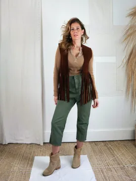 Vintage Brown Suede Fringe Vest