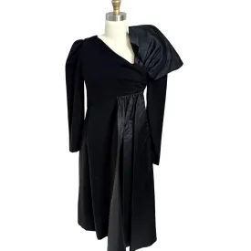 VTG 1960s Mollie Parnis Black Sheath Dress Avant Guard Asymmetrical Bow LBD sz2