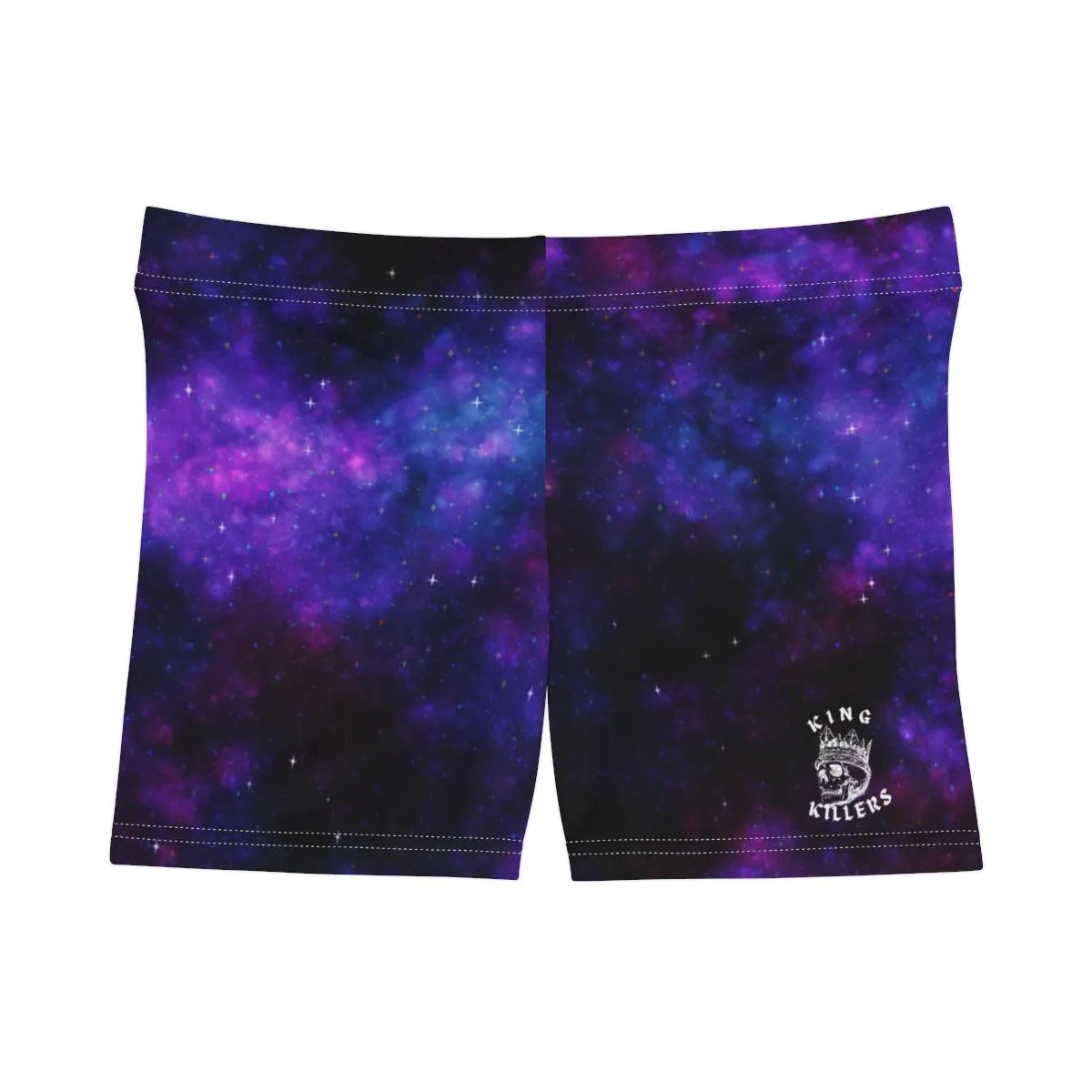 Women's Black & Purple Galaxy High-Waisted Shorts
