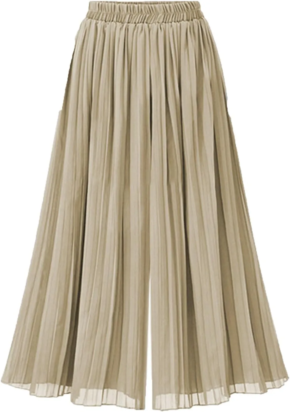 Womens Elegant Chiffon Long Pants Pleated Wide Leg Palazzo Maxi Pants Plus Size Loose Fit Beach Trousers