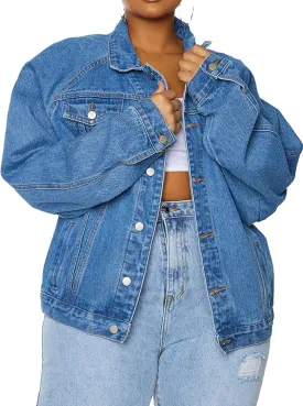 Women's Plus Size Jean Jacket Trucker Denim Jacket