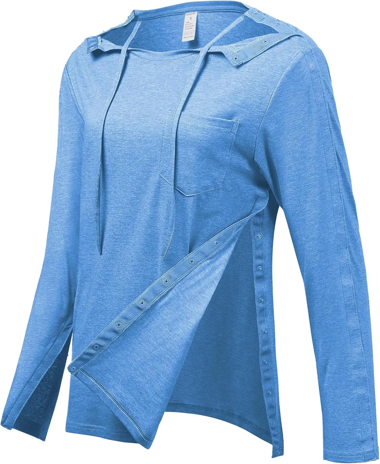 Women's Post Shoulder Surgery Shirts Long Sleeve, Tear Away Adaptive Clothes After Rotator Cuff Chemo Port T Shirt Tops