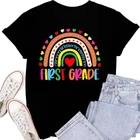 Womens Teacher Life Shirts First Grade Teacher Team T-Shirt 1st Grade Teacher Rainbow Tee Top