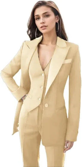 Womens Tuxedo 3 Piece Suit Sets for Women Blazer Pants Vest Set Womens Business Professional Outfits