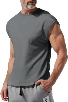 Xiaojmake Mens Workout Tank Tops Loose Athletic Sleeveless Sports T-Shirt Cap Sleeve Running Breathable Gym Muscle Tee Shirt