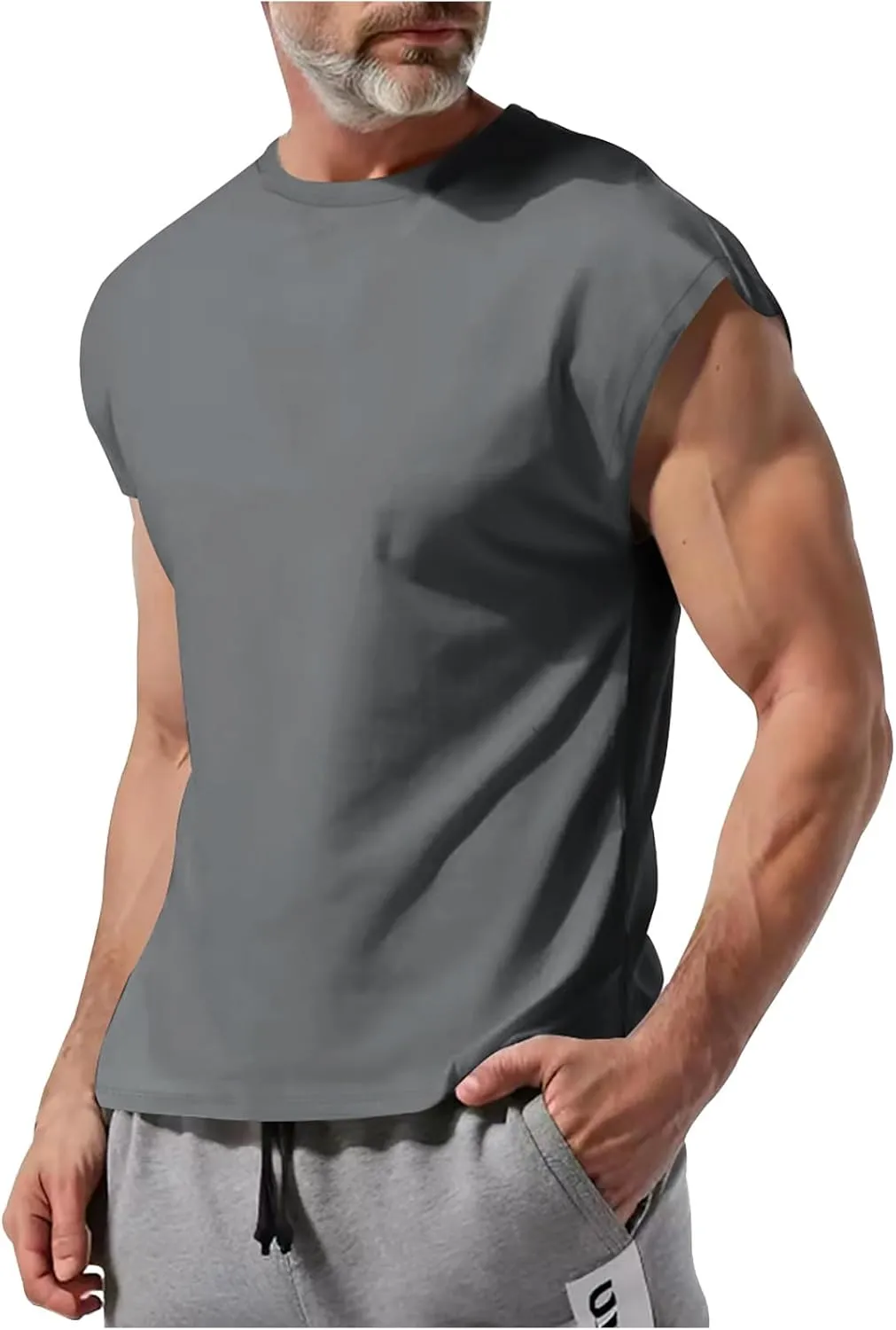Xiaojmake Mens Workout Tank Tops Loose Athletic Sleeveless Sports T-Shirt Cap Sleeve Running Breathable Gym Muscle Tee Shirt