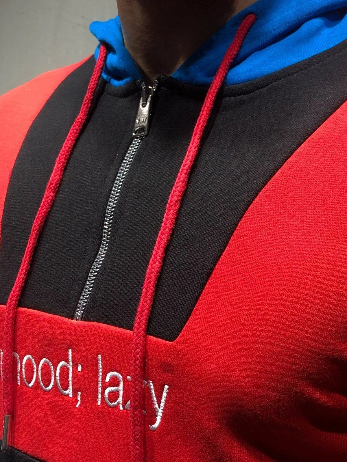 Zipper Hoodie Sweatshirt - Color Block