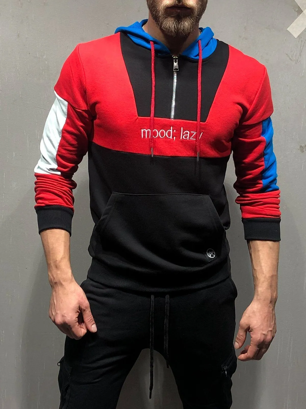 Zipper Hoodie Sweatshirt - Color Block