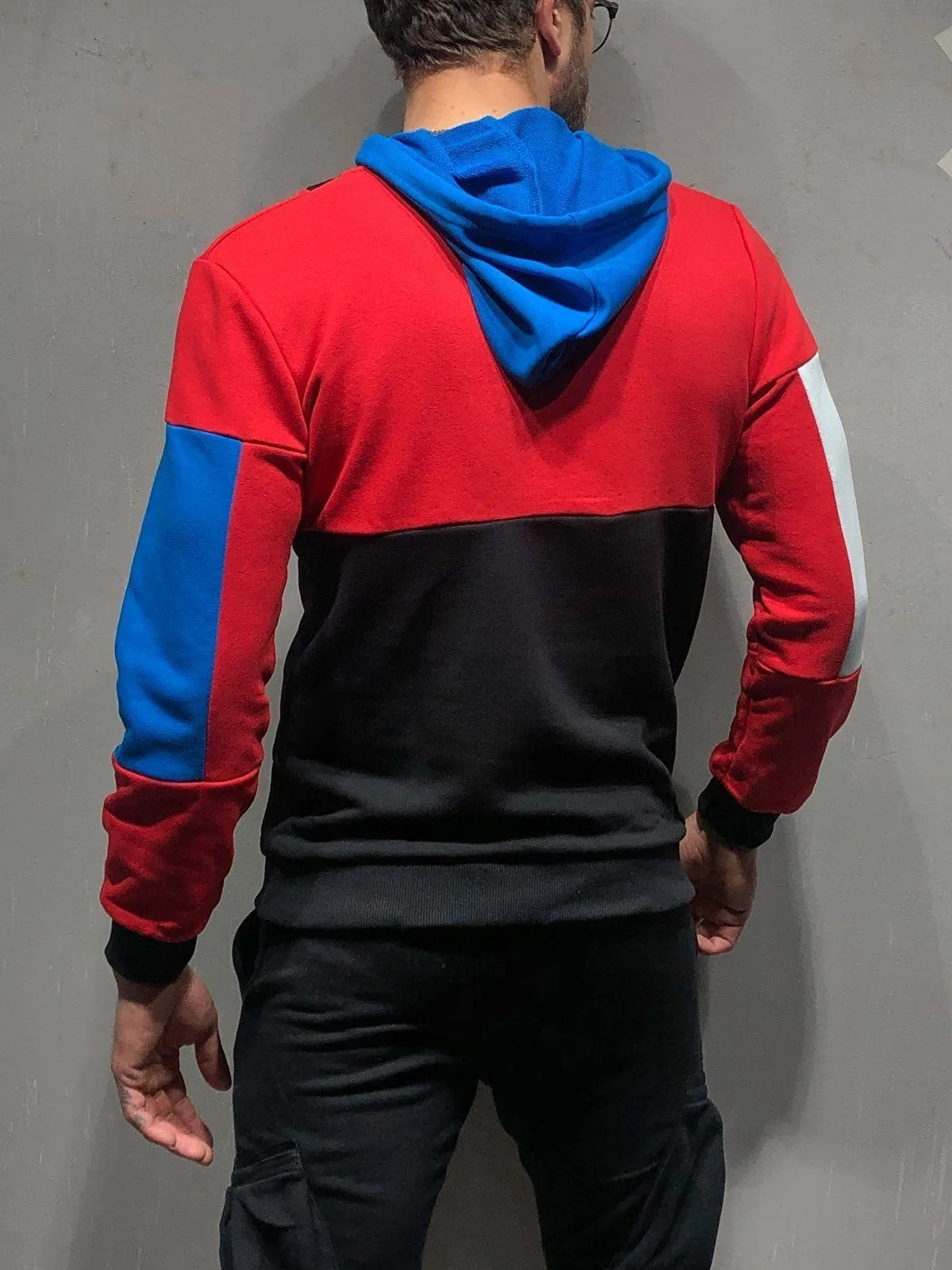Zipper Hoodie Sweatshirt - Color Block